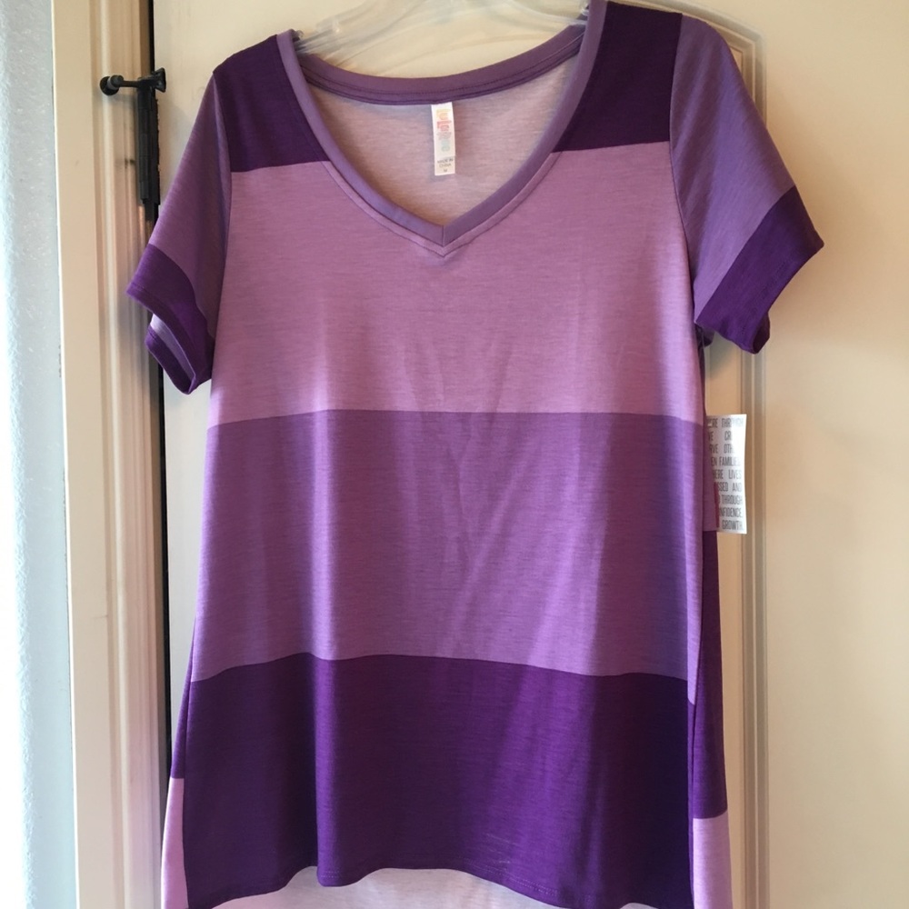 LuLaRoe Purple color block Christy-T